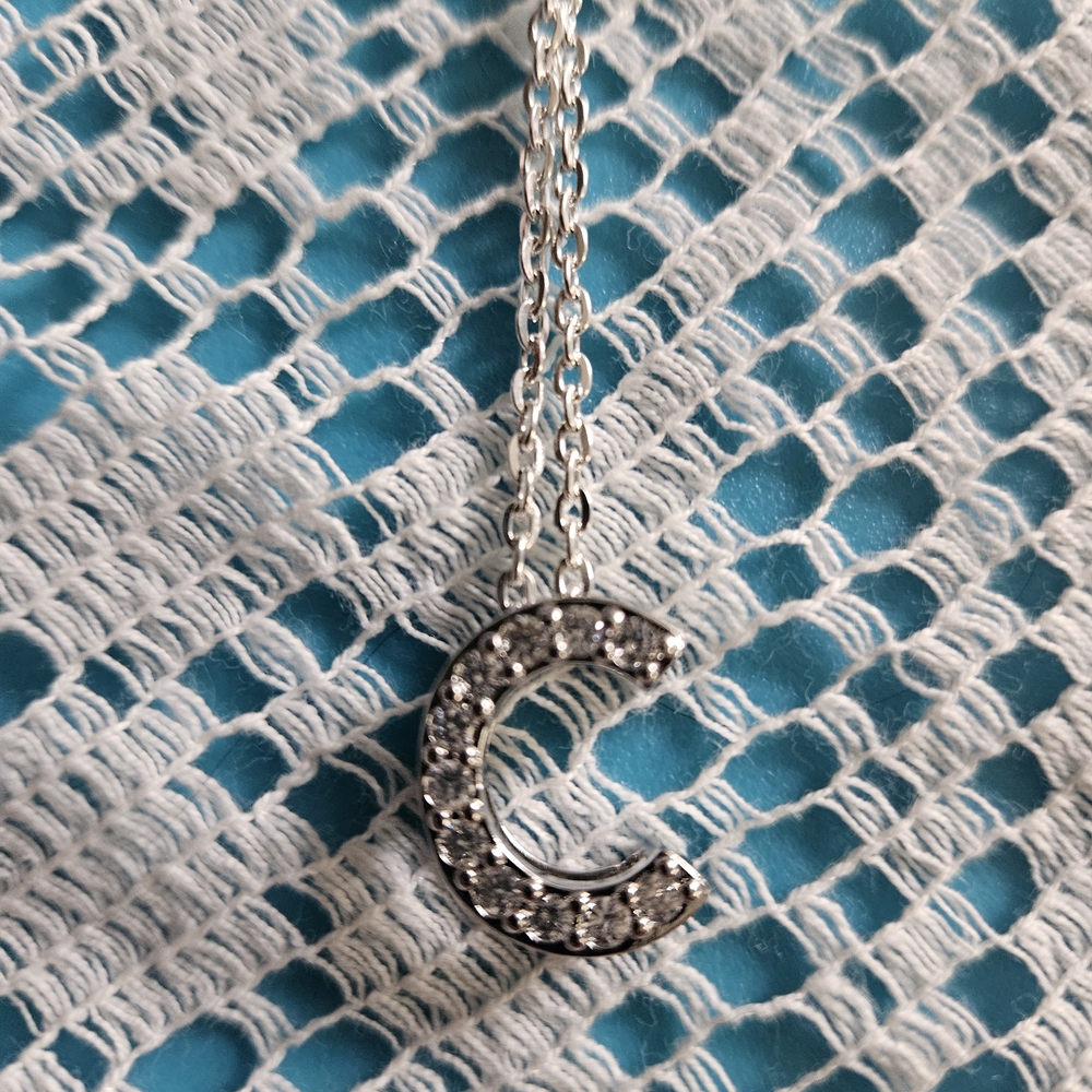 Bundle 5 Items For $25 - Crescent CZ Initial C Pendant Necklace in Silver